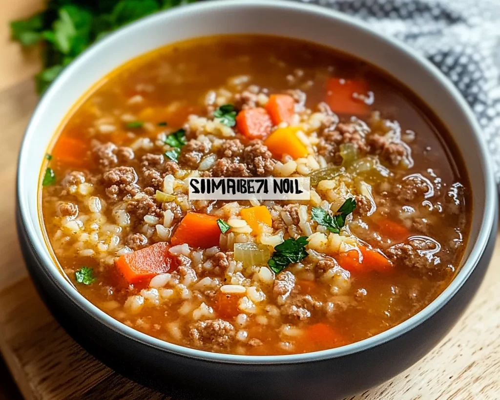 Simple Ground Beef And Rice Soup