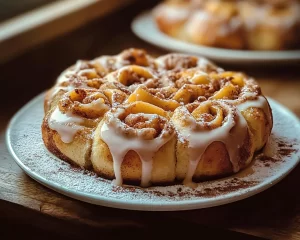 Delectable Spiced Peach Cobbler Cinnamon Rolls