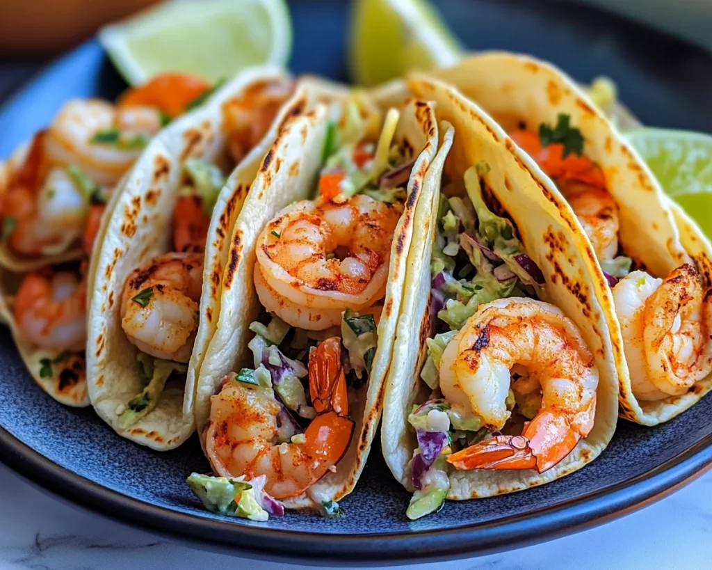 Healthy Easy Shrimp Tacos with Lime Slaw
