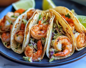 Healthy Easy Shrimp Tacos with Lime Slaw