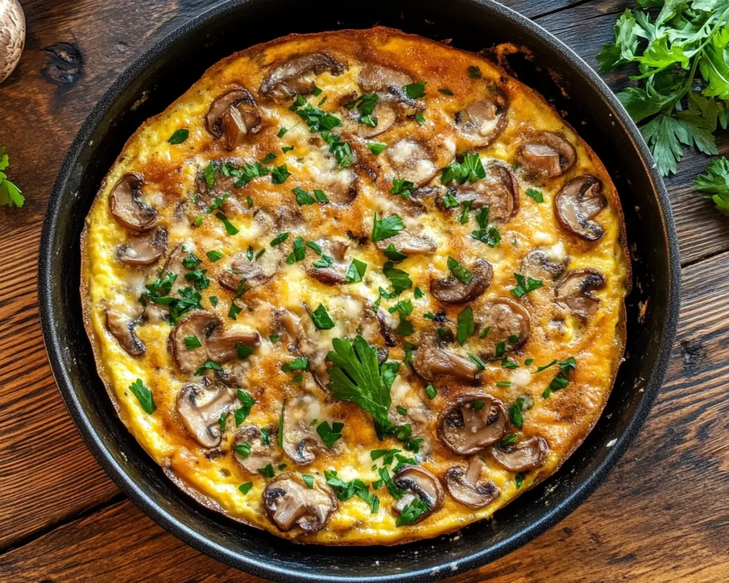 Frittata Recipe with Mushrooms + Cheese (Quick Dinner)
