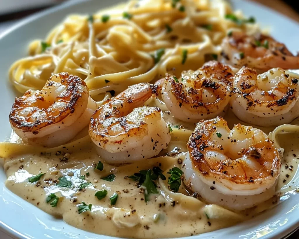 Steakhouse Surf & Turf: Creamy Shrimp Alfredo Delight