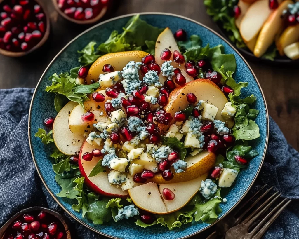 Delicious Pear, Pomegranate & Blue Cheese Salad