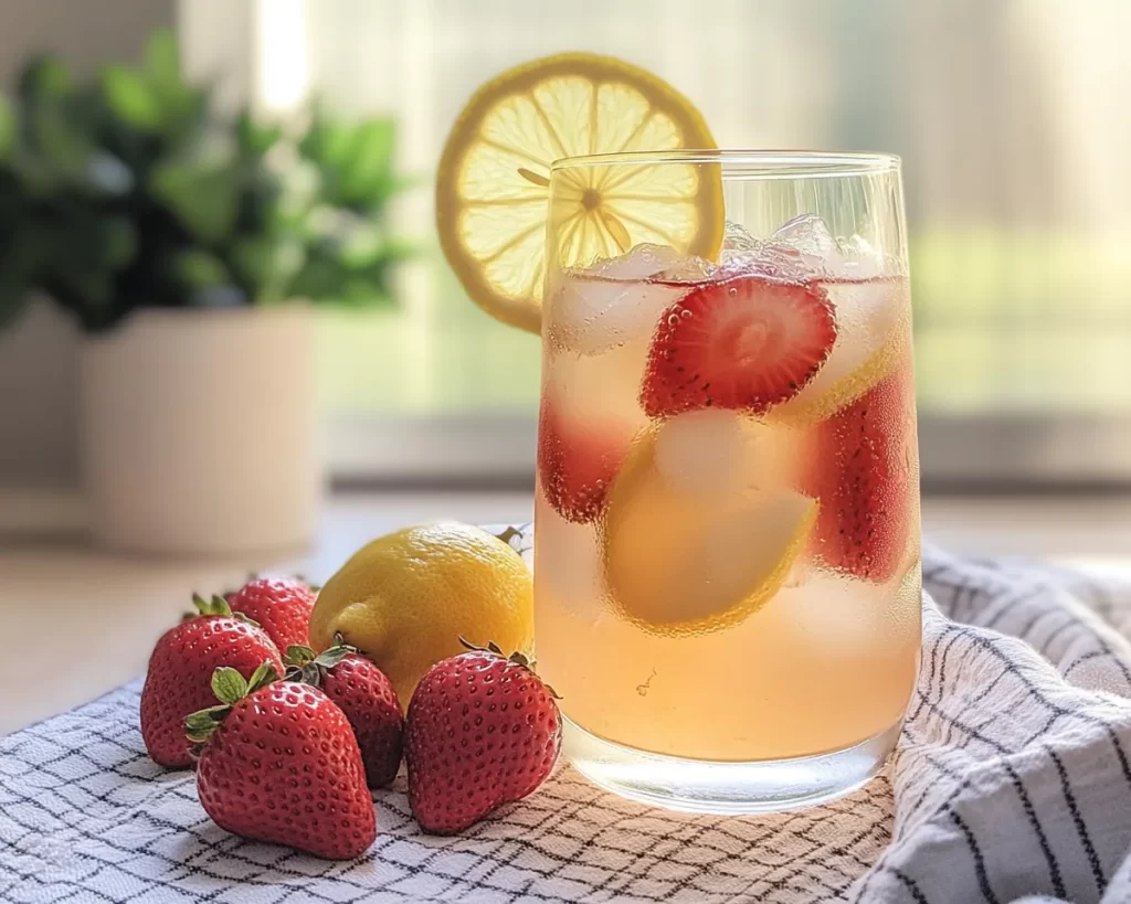 Spring Drinks: Iced Lemon Strawberry Drink (Nonalcoholic)