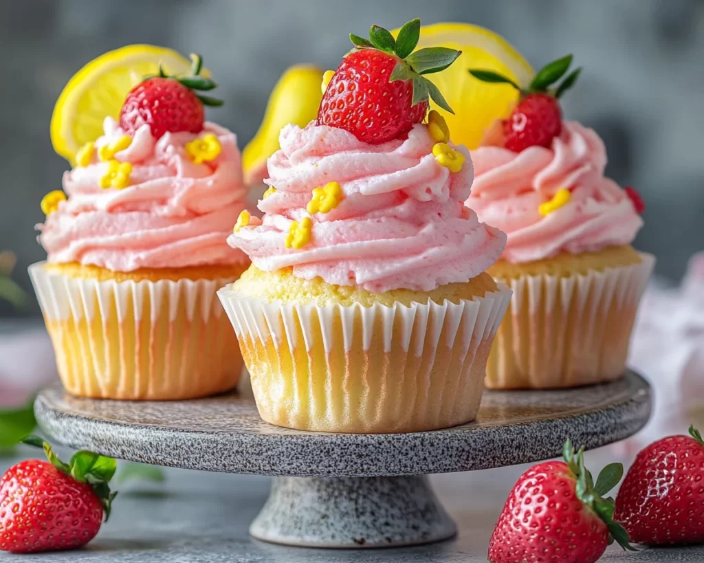 Easter Strawberry Lemonade Cupcakes