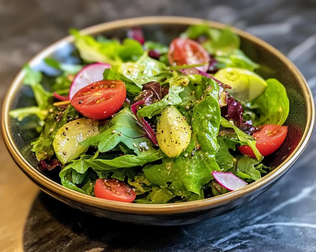Spring Salad: Spring Greens + Lemon Vinegarette Dressing