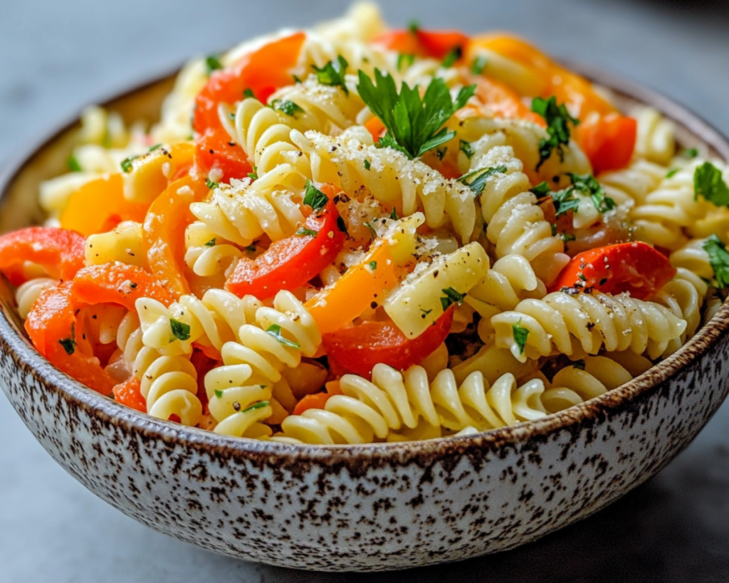 Pasta Salad with Bell Peppers and Cheese