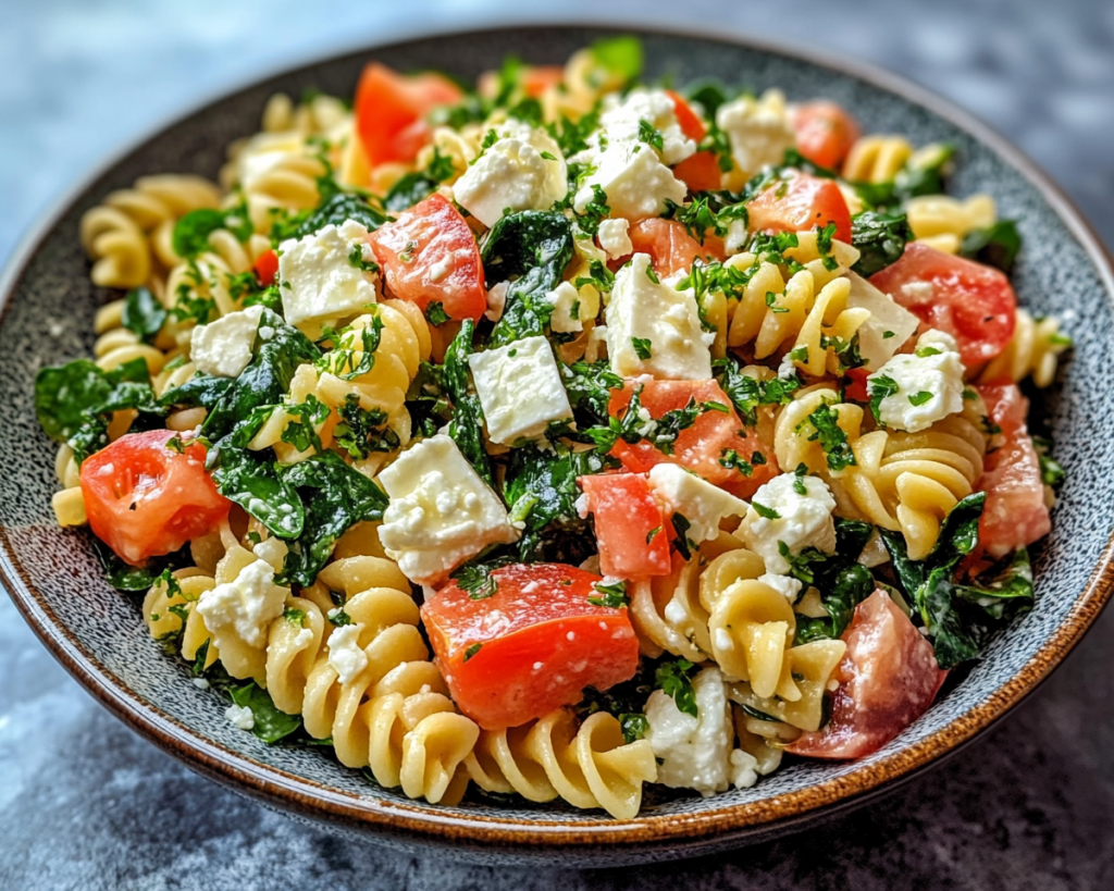 Pasta Salad with Spinach and Feta