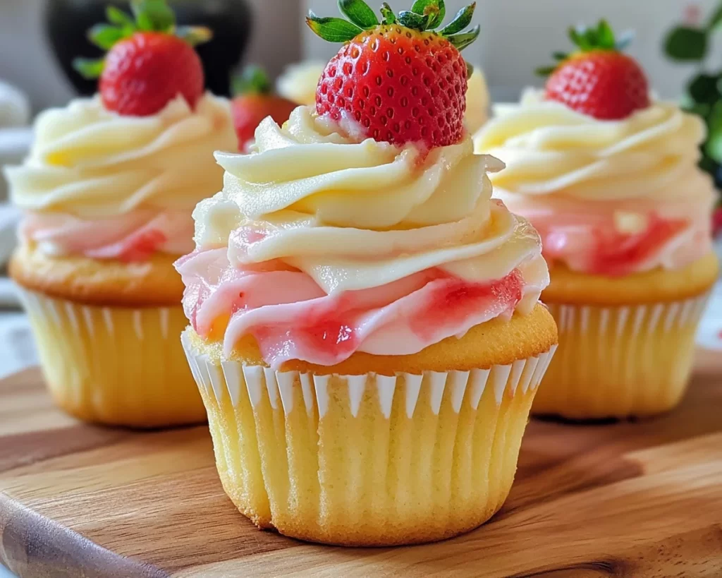 Spring Cupcakes: Lemon Strawberry Swirl Cupcakes