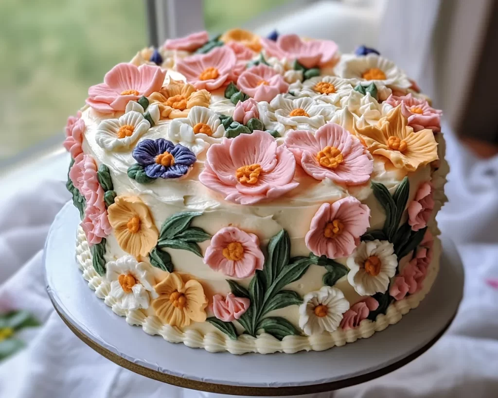 Spring Cake Designs: Simple Floral Buttercream Cake
