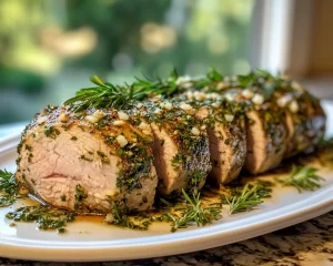 Spring Dinner Party Garlic Herb Pork Tenderloin
