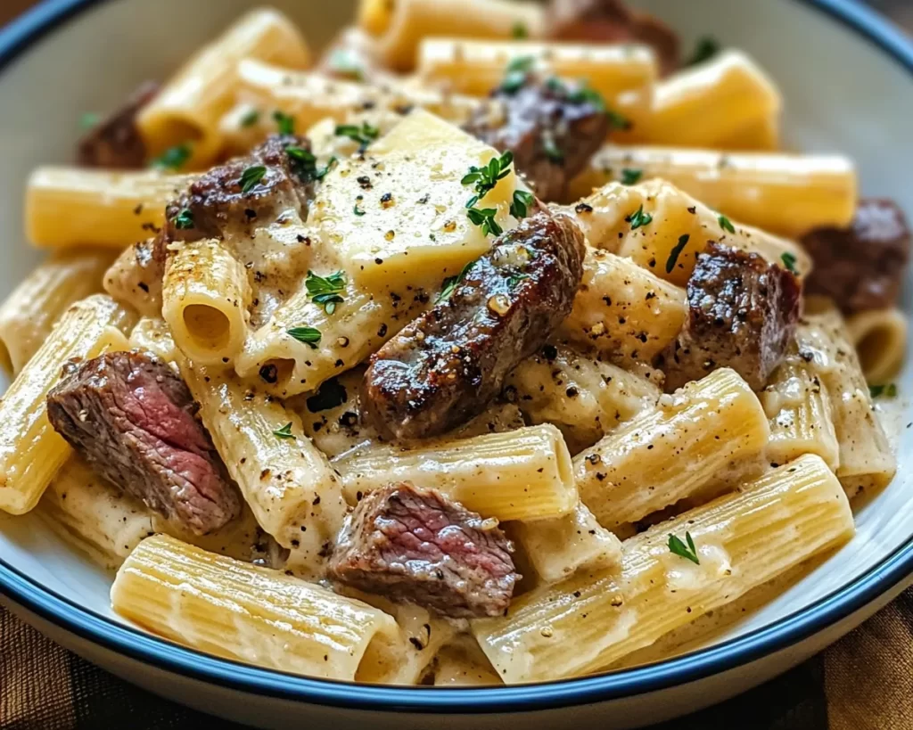Creamy Garlic Butter Steak Rigatoni Recipe