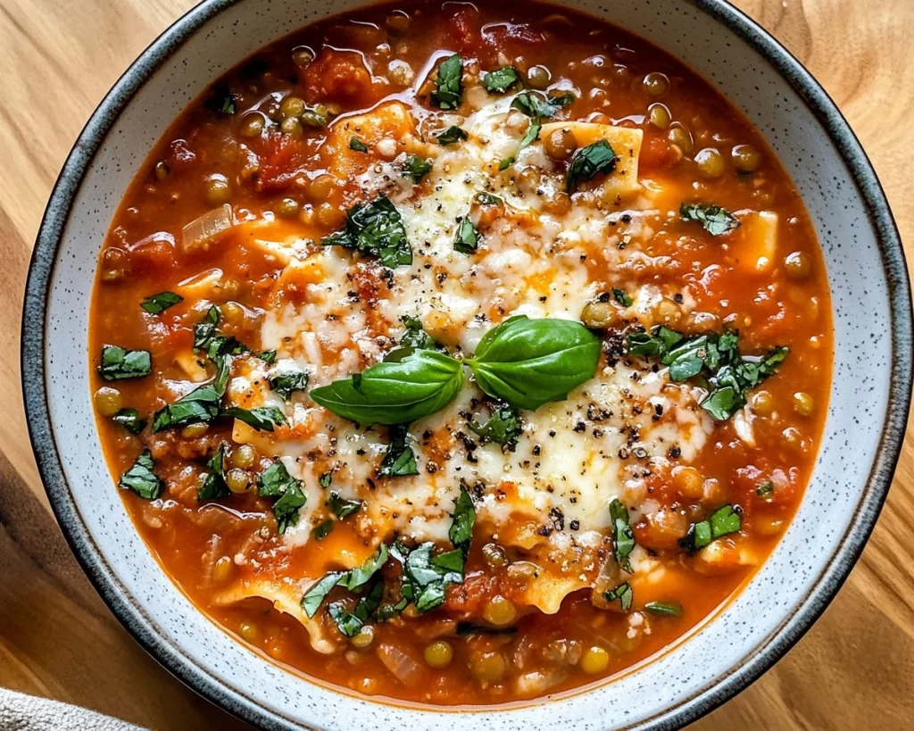 Hearty Lentil Lasagna Soup