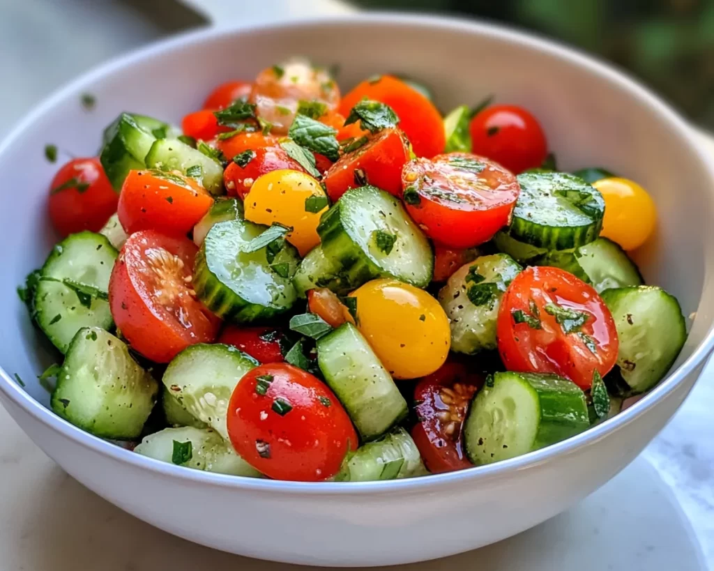 Summer Side Dishes: Cucumber Tomato Salad with Lemon Vinegarette