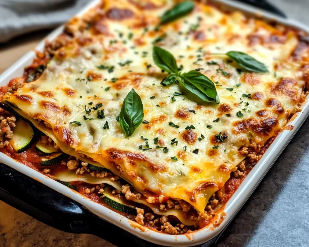 Homemade Ground Turkey And Zucchini Lasagna