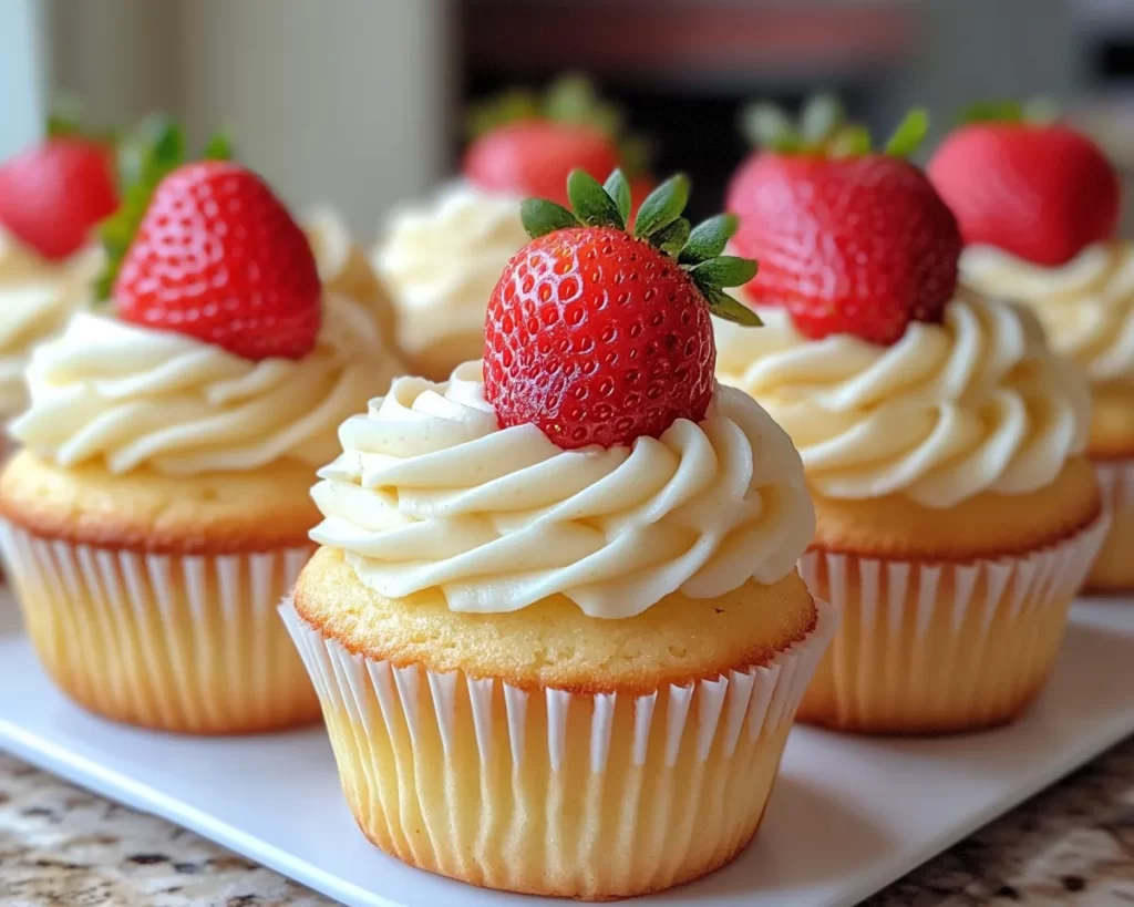 Spring Cupcakes: Strawberry Lemon Cupcakes (Bright)