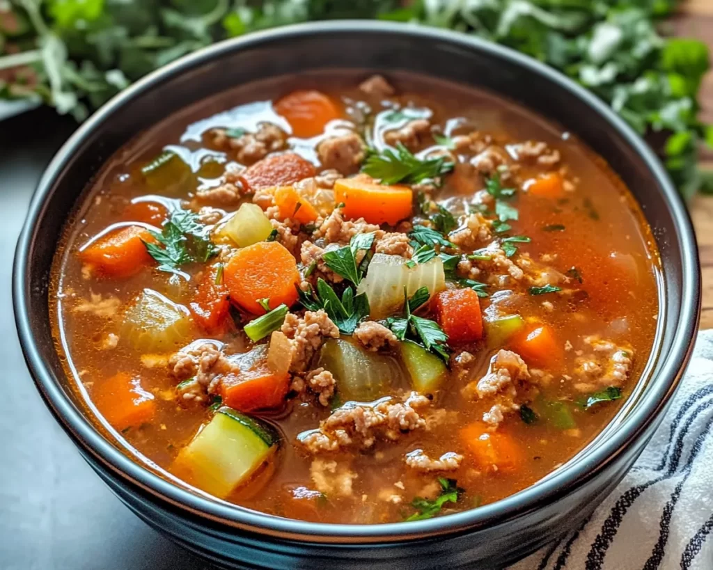 Wholesome Ground Turkey Veggie Soup