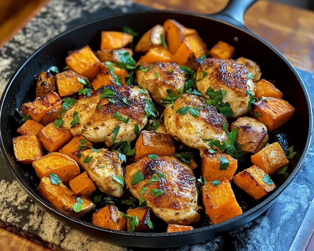 One-Pan Chicken and Sweet Potato Skillet Delight