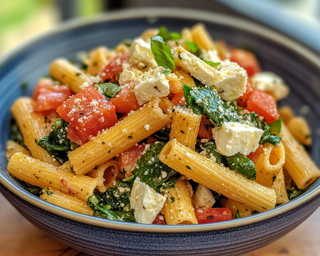 Mediterranean Pasta with Spinach and Feta