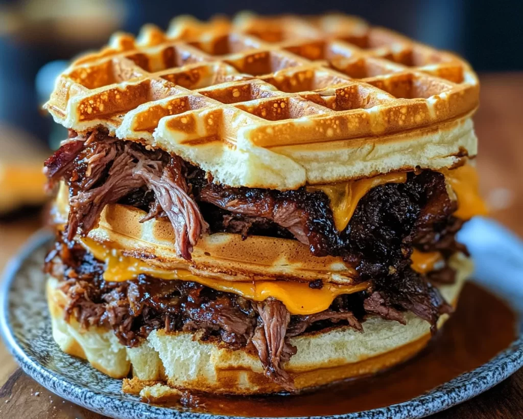 Irresistible Waffle Sandwich with Beef Brisket