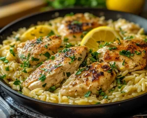 Spring Dinner Ideas: Lemon Chicken Orzo Skillet (Easy)