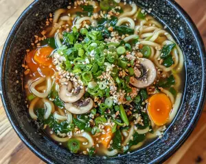 Spinach Scallion Coconut Udon – Creamy Vegan Noodle Bowl