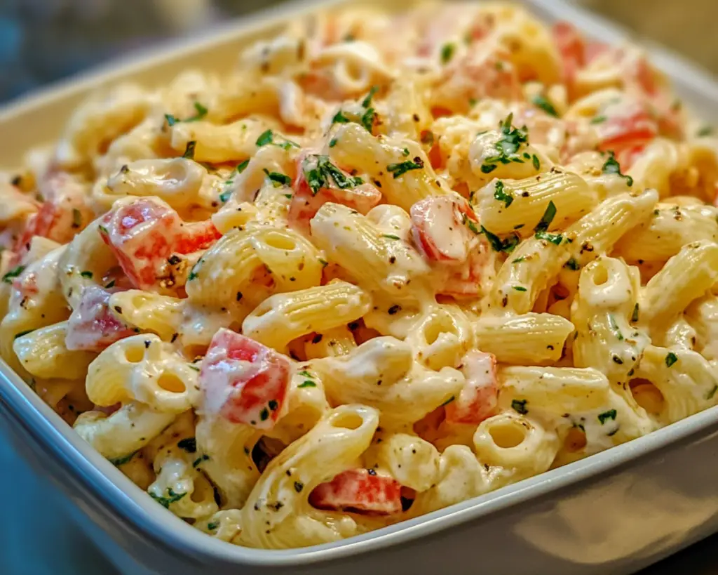 Cold Pasta Salad with Yogurt Garlic Sauce