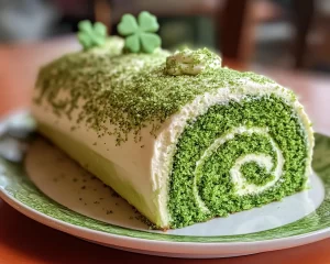 St Patrick’s Day Green Velvet Cake Roll