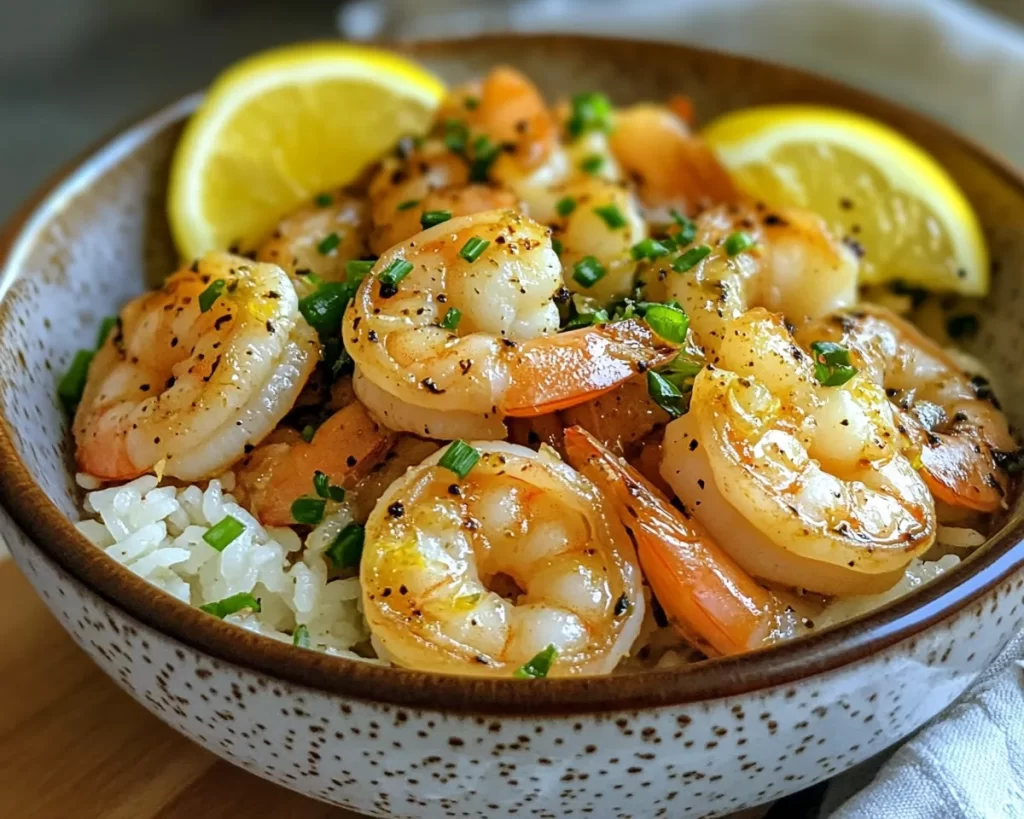 Spring Recipes: Lemon Garlic Shrimp Bowl