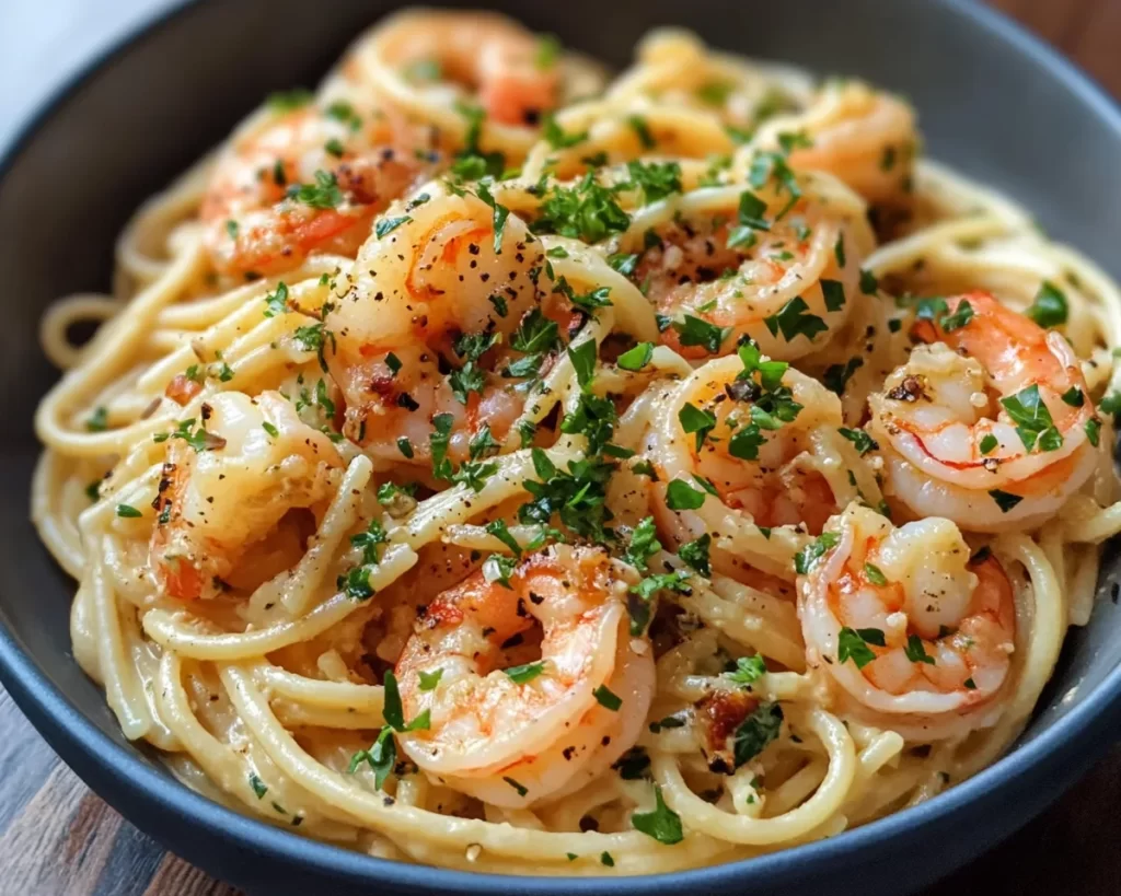 Mother’s Day Creamy Garlic Shrimp Pasta
