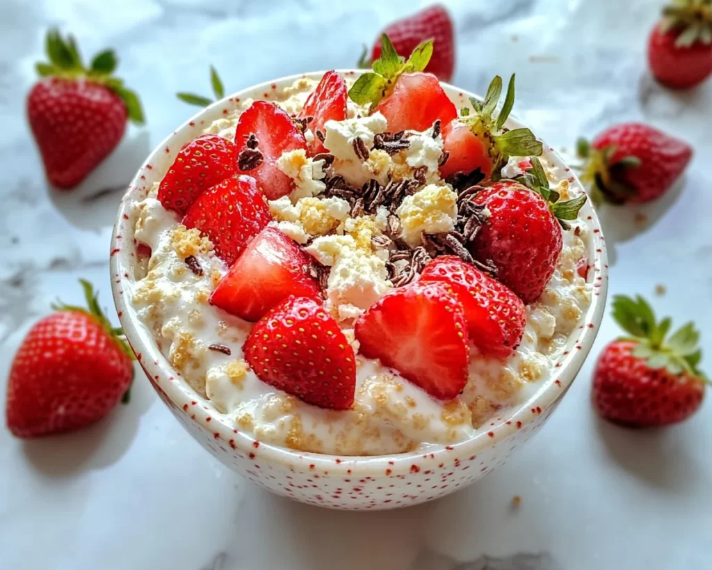 Strawberry Recipes Easy: Strawberry Cheesecake Overnight Oats