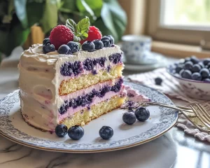 Spring Birthday Cake: Lemon Blueberry Layer Cake