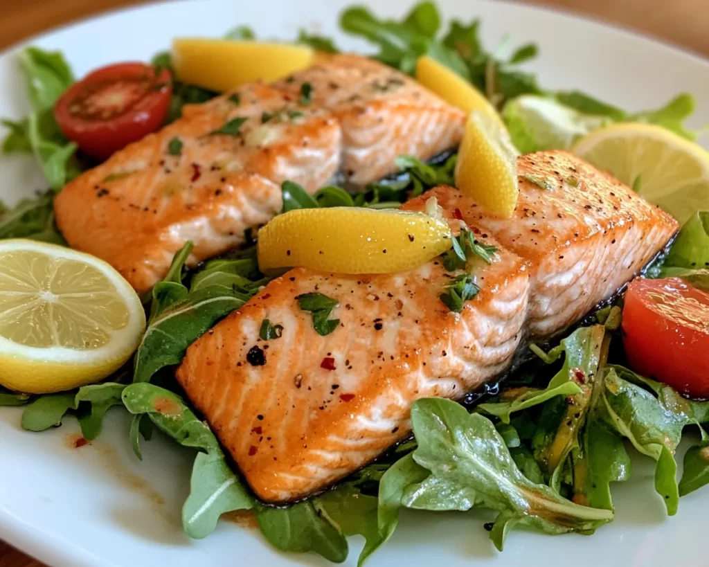 Spring Dinner Ideas: Salmon with Lemon Vinegarette Salad
