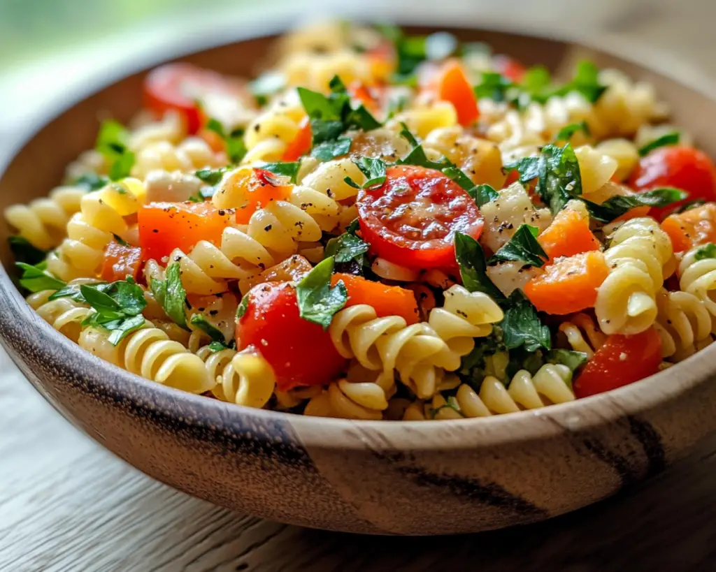Cold Pasta Salad with Garlic Dressing