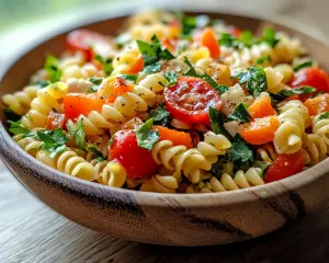 Cold Pasta Salad with Garlic Dressing