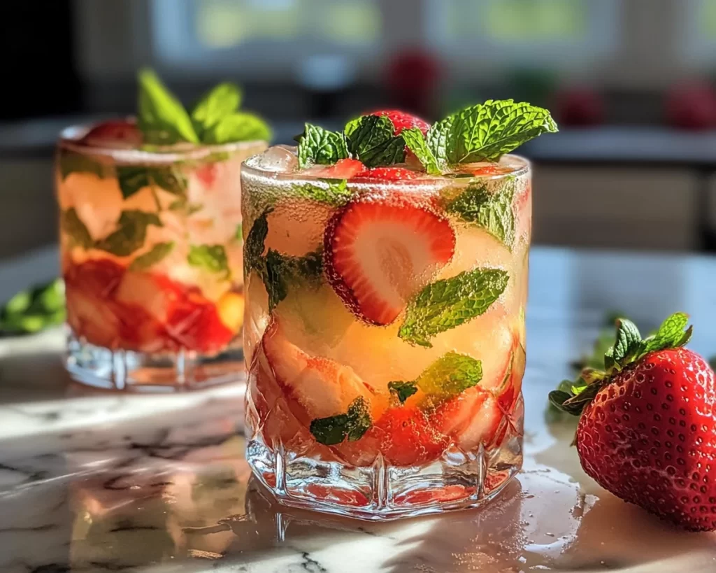 Spring Drinks: Strawberry Mint Sparkling Drink