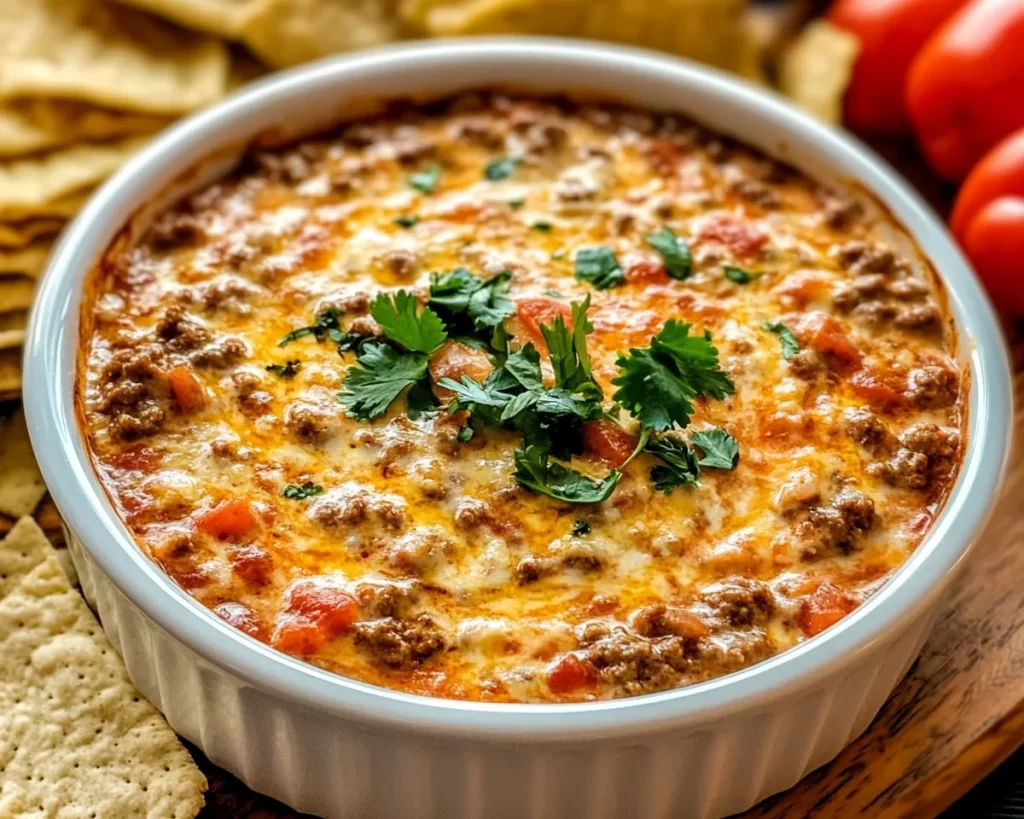 Easy Crockpot Rotel Dip With Ground Beef