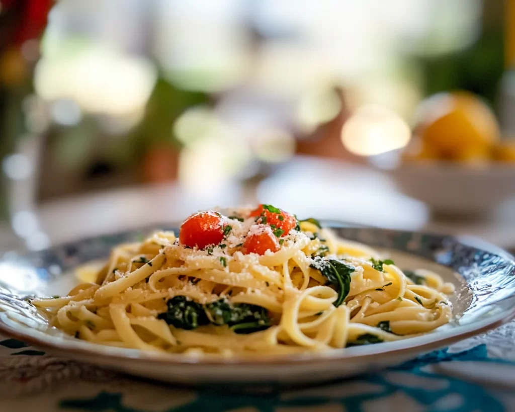 Spring Dinner Party Lemon Spinach Pasta