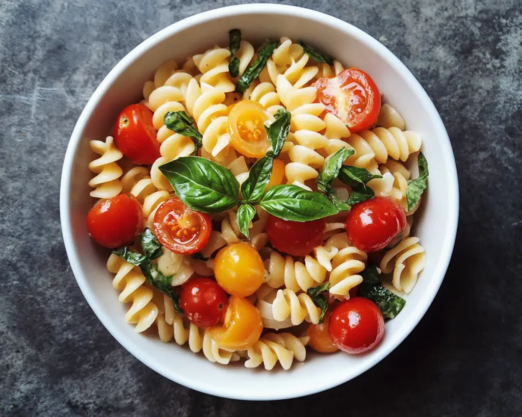 Pasta Salad with Cherry Tomatoes and Basil