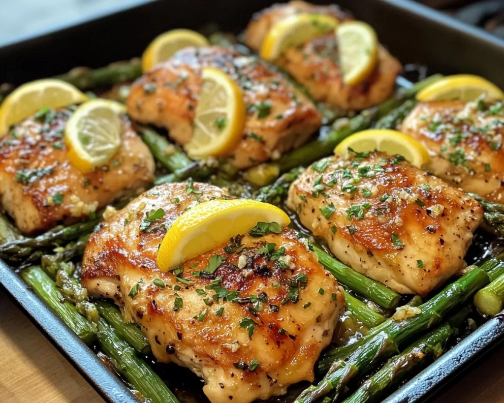 Spring Dinners: Lemon Garlic Chicken + Asparagus (One Pan)