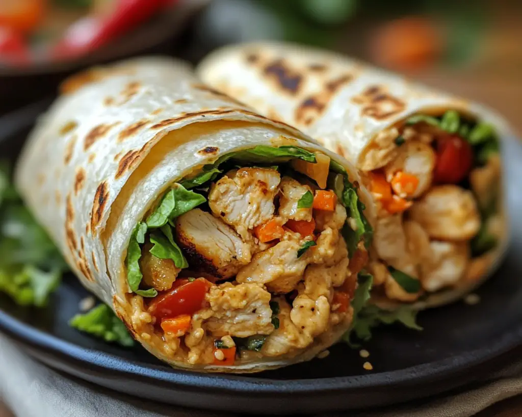 🌯 Creamy Sesame Chicken Wraps (Quick & Flavor-Packed!)
