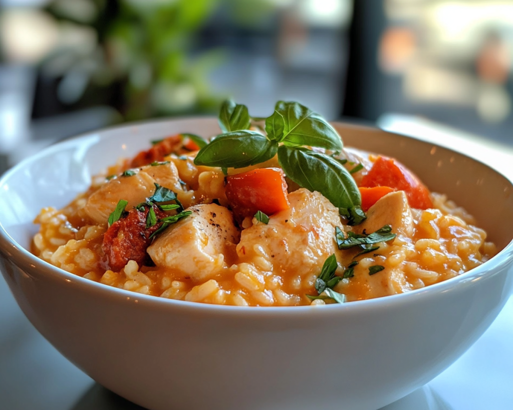 Basque Risotto with Chicken, Chorizo & Peppers (Riz Gaxuxa)