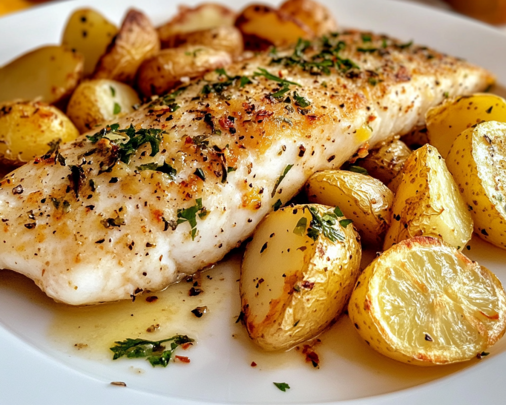 Garlic Lemon Fish with Potatoes