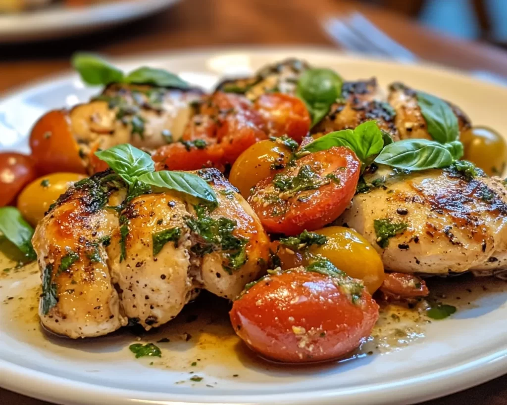 Spring Dinner Party Tomato Basil Chicken