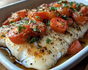 Baked Cod with Tomatoes and Garlic