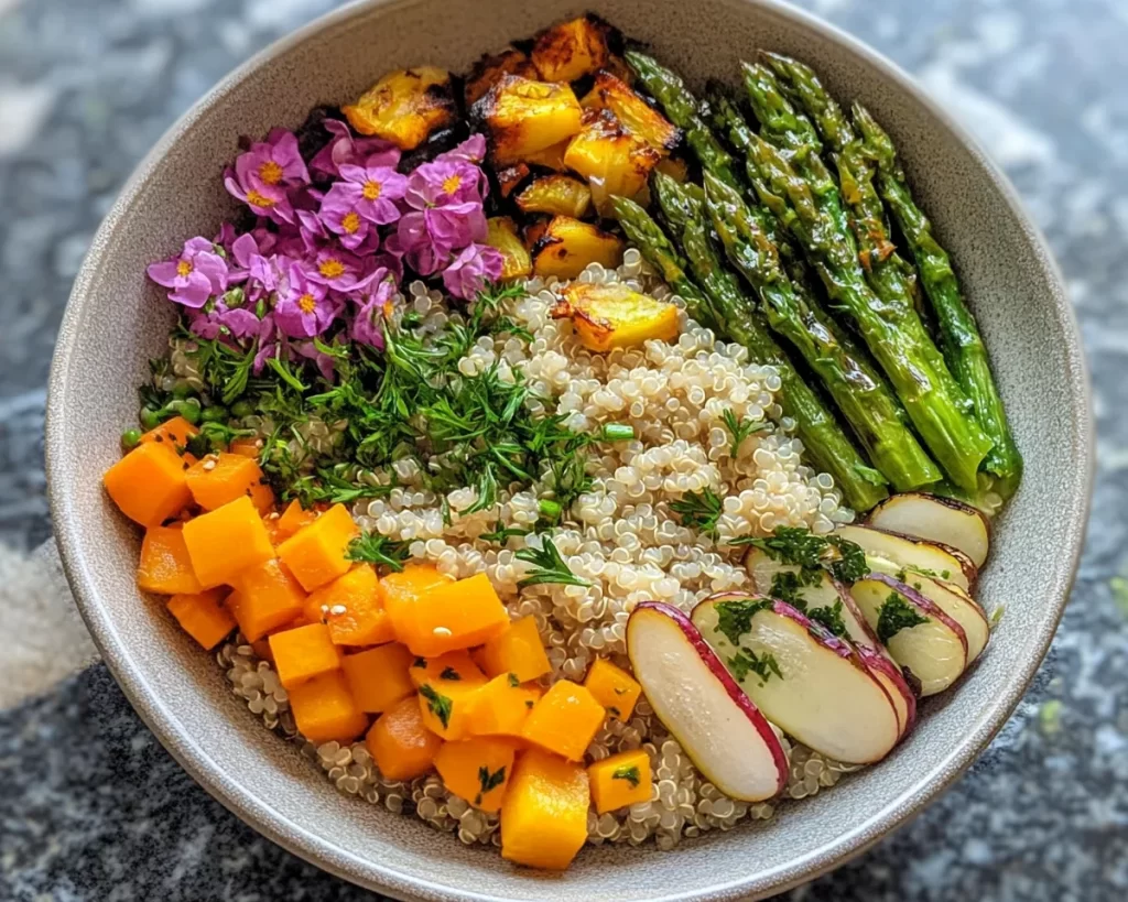 Spring Dinner Ideas: Quinoa Bowl with Spring Veggies