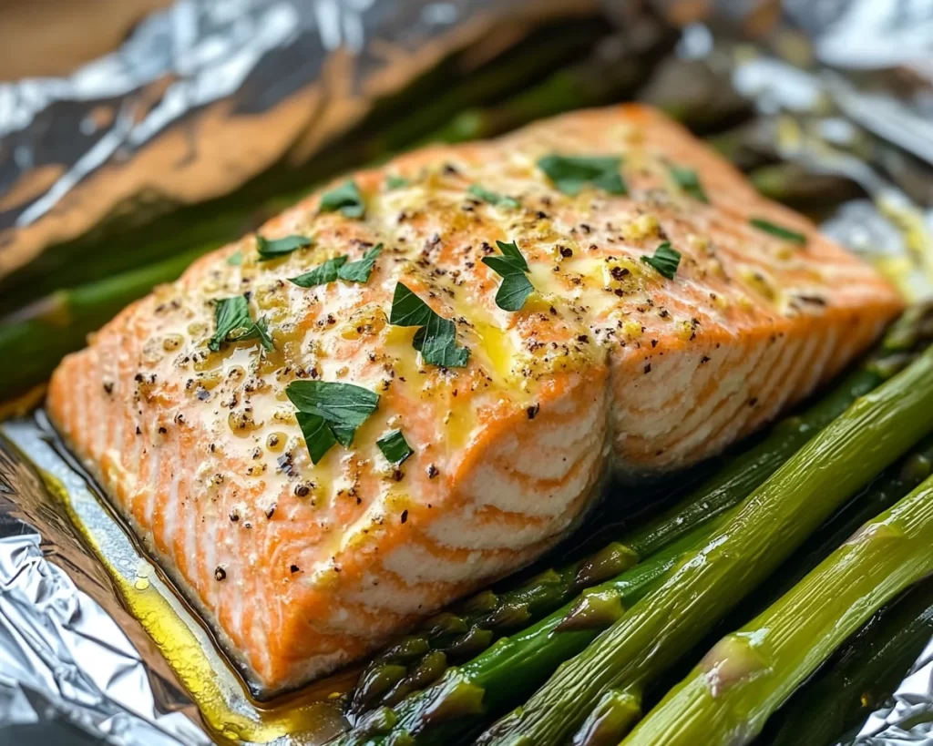 Easy Baked Salmon in Foil with Asparagus
