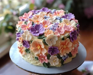 Spring Cake Designs: Simple Buttercream Flowers Cake
