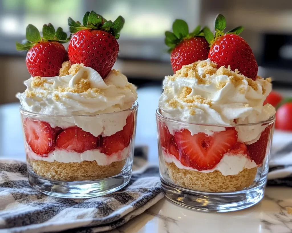 Strawberry Shortcake Cups (No Bake)