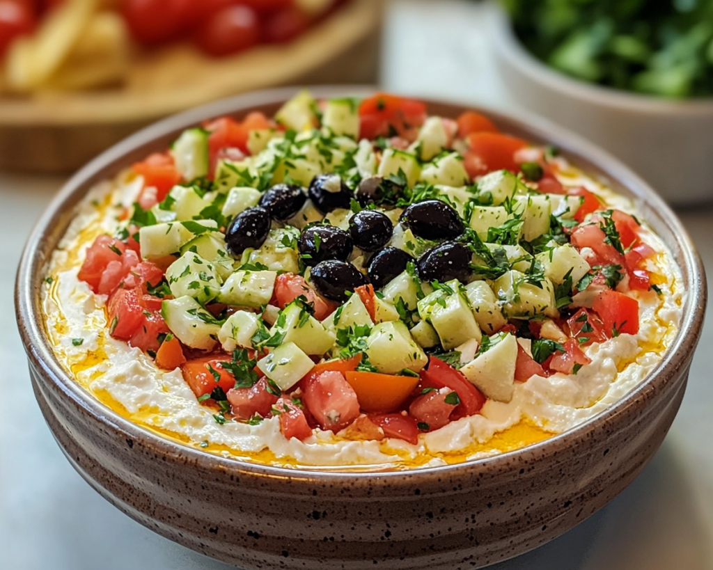 Greek Layer Dip (Fresh Mediterranean Appetizer)